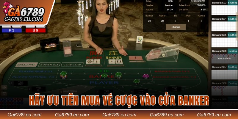 Hãy ưu tiên mua vé cược vào cửa Banker