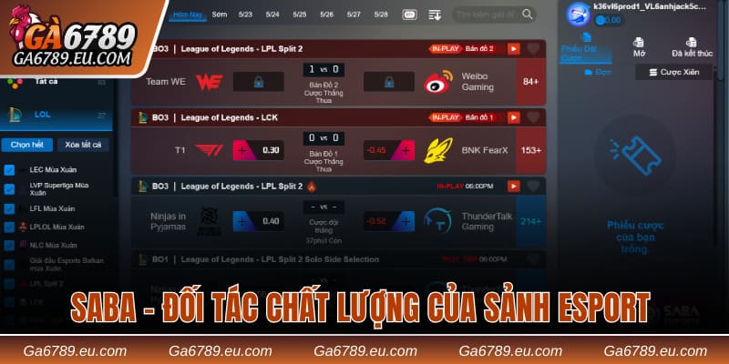 Saba - đối tác chất lượng của sảnh Esport 